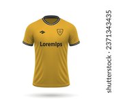 3d realistic soccer jersey in Wolverhampton style, shirt template for football kit 2023