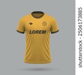 3d realistic soccer jersey in Wolverhampton style, football shirt template 2024