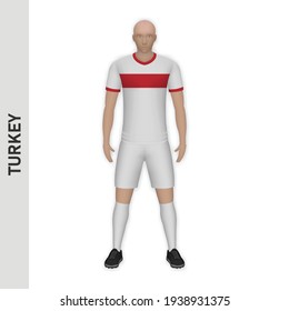 Mofa de jugador de fútbol 3D realista. Diseño de la plantilla del Kit de equipos de fútbol de Turquía