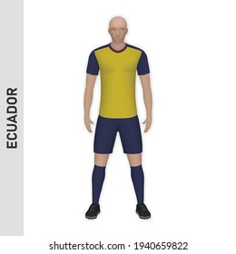 3D realistic soccer player mockup. Ecuador Football Team Kit template design