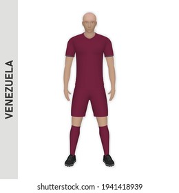 3D realistic soccer player mockup. Venezuela Football Team Kit template design