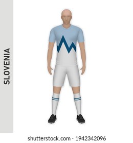 3D realistic soccer player mockup. Slovenia Football Team Kit template design