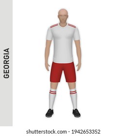 3D Realistic Soccer Player Mockup. Georgia Football Team Kit Template Design