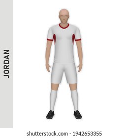 3D realistic soccer player mockup. Jordan Football Team Kit template design