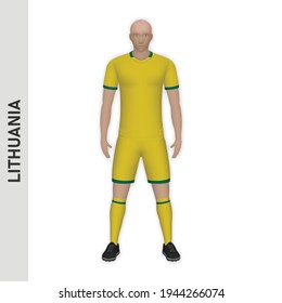 Mofa de jugador de fútbol 3D realista. Diseño de la plantilla del equipo de fútbol de Lituania