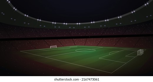 3d estadio de fútbol realista por la noche. Fondo del estadio de fútbol