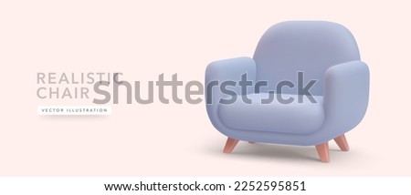 3d realistic soft chair with shadow isolated on pink background. Vector illustration