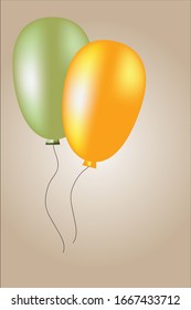 3D realistic soft colors balloons. lime and yellow, gradient mesh. Vector illustration. Graphic clip art object for web, print, design. Creative tool for holidays, events, anniversary.
