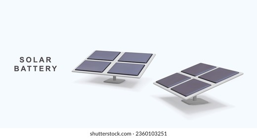 3d realistic Solar Panels energy. Green Energy. Clean Energy. Vector illustration.