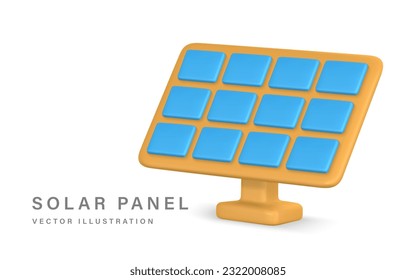 3d realistic solar power station panel. Green and alternative eco energy concept. Vector illustration.
