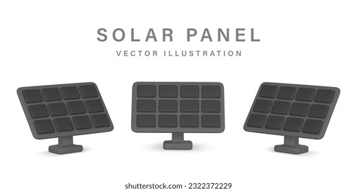 3d realistic solar power station panel. Green and alternative eco energy concept. Vector illustration.