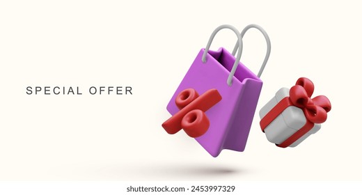 3d realistic Special offer concept on white background. Vector illustration.