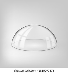 Laboratorio Esférico Realista 3D O Cúpula De Vidrio De Exposición. Vector EPS10