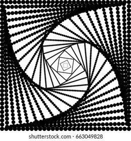 3D realistic spiral striped tunnel of dots