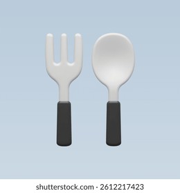 3d Realistic Spoon Fork Icon vector illustration