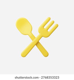 3d Realistic Spoon and Fork icon vector illustration