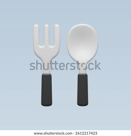 3d Realistic Spoon Fork Icon vector illustration
