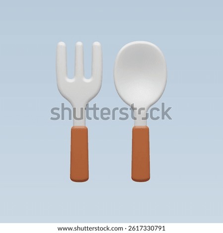 3d Realistic Spoon Fork Icon vector illustration