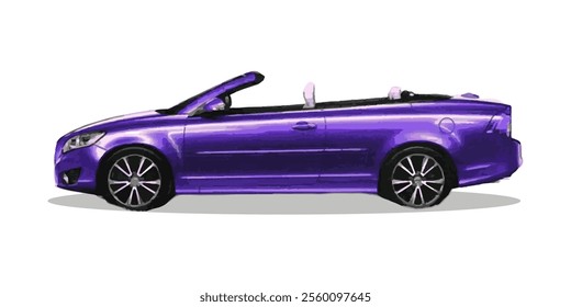 3d realistic sport car vector design illustration in purple color. can be used for automotive sales banner, brochure, flyer. sporty, trendy and modern futuristic car illustration design