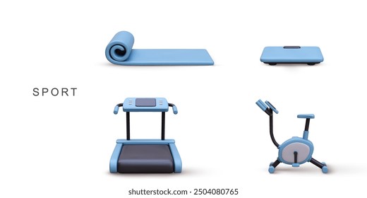 3d realistic sport set on white background. Vector illustration.