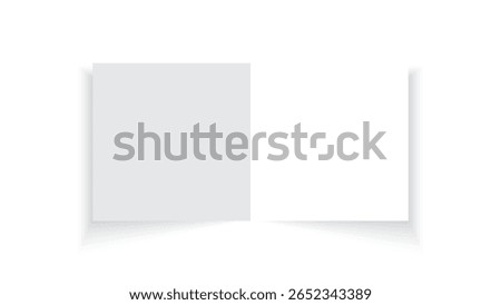 3D Realistic Square Bi-Fold Card Mockup – Blank White Brochure, Leaflet, Event and festival card or Invitation Template on White Background – Vector Illustration for Print Design and Branding