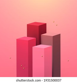 3D realistic square podium. Empty stage. Showcase minimal design.