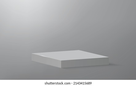 3d realistic square podium or pedestal on empty studio background. Product presentation mockup