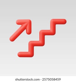 3d Realistic Stairs Up Icon Vector Illustration