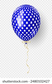 3d realistic starred balloon. USA Independence Day patriotic design. American flag colors decoration for 4th July party. Vector illustration EPS 10.