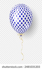 3d realistic starred balloon. USA Independence Day patriotic design. American flag colors decoration for 4th July party. Vector illustration EPS 10.