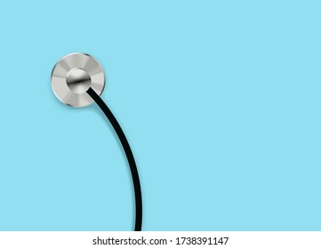 3d realistic stethoscope. Medical instrument for listening to the action of someone's heart or breathing, typically having a small disk-shaped resonator that is placed against the chest and two tubes