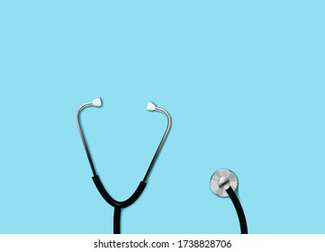 3d realistic stethoscope. Medical instrument for listening to the action of someone's heart or breathing, typically having a small disk-shaped resonator that is placed against the chest and two tubes