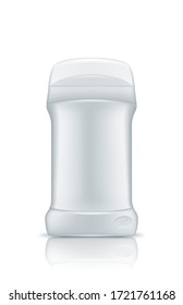 3D Realistic Stick Deodorant Antiperspirant Bottle Mockup isolated on white background. Plastic package design. Blank cosmetic and body hygiene template. Vector illustration