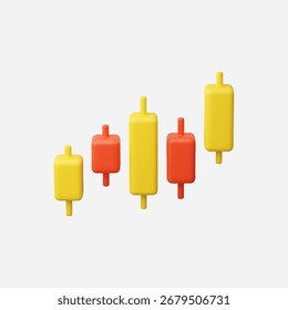 3d Realistic Stock Chart icon vector Illustration