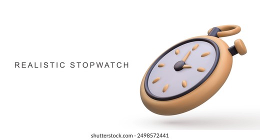 3d realistic stopwatch on white background. Vector illustration.