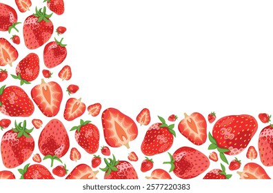 3D Realistic Strawberries Vector Banner with Your Text Place on White Background