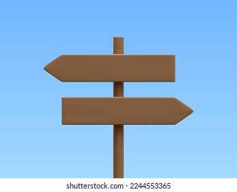 3d realistic street sign isolated on light background. Direction sign post with arrow. Signboard pointer with wooden pole. Vector illustration