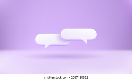 3d realistic style chat bubbles purple background