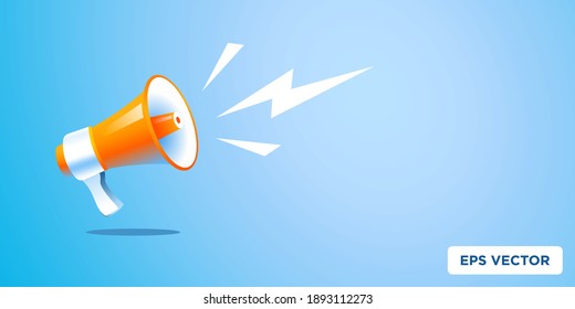3d realistic style megaphone vector Illustration on blue banner background, concept of join us, job vacancy and announcement in modern flat cartoon style design  - Shutterstock ID 1893112273