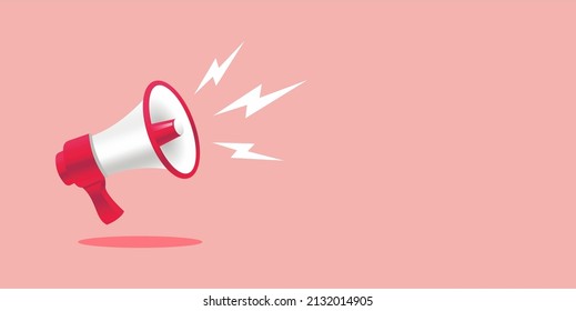 3d realistic style megaphone vector Illustration on blue banner background, concept of join us, job vacancy and announcement in modern flat cartoon style design 