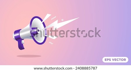 3d realistic style megaphone vector Illustration on a color banner background, concept of join us, job vacancy and announcement in modern flat cartoon style design