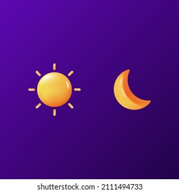 3d realistic sun and moon vector illustration