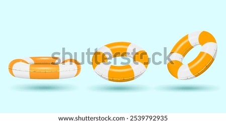 3D realistic swim rings isolated on the light blue background.summer swimming rings realistic vector illustration.