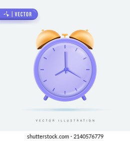 3D Realistic Table Alarm Clock Vector illustration. Classic timer time Isolated on white background. 