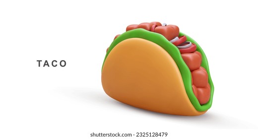 3d realistic Taco on white background. Vector illustration.