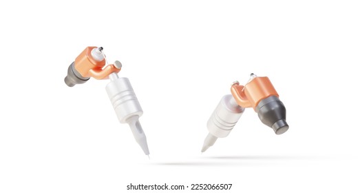 3d Realistic tattoo machine on white background. Vector illustration.