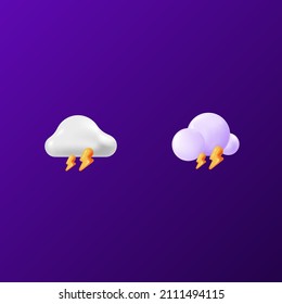 3d realistic thunder cloud vector illustration. weather icon