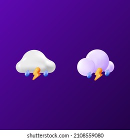 3d realistic thunderstorm vector illustration. weather icon. isolated