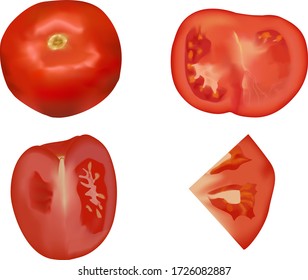 3d realistic Tomato and slice