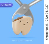 3D Realistic Tooth Extraction Vector Illustration. Teeth Treatment and Dental Care Concept.